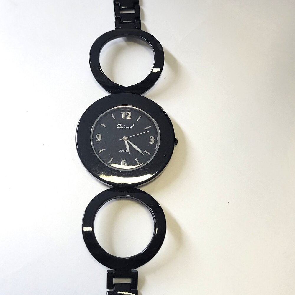 OSIROCK Black Watch Large Face Watch Black Link Quarzt Analog Women's Watch